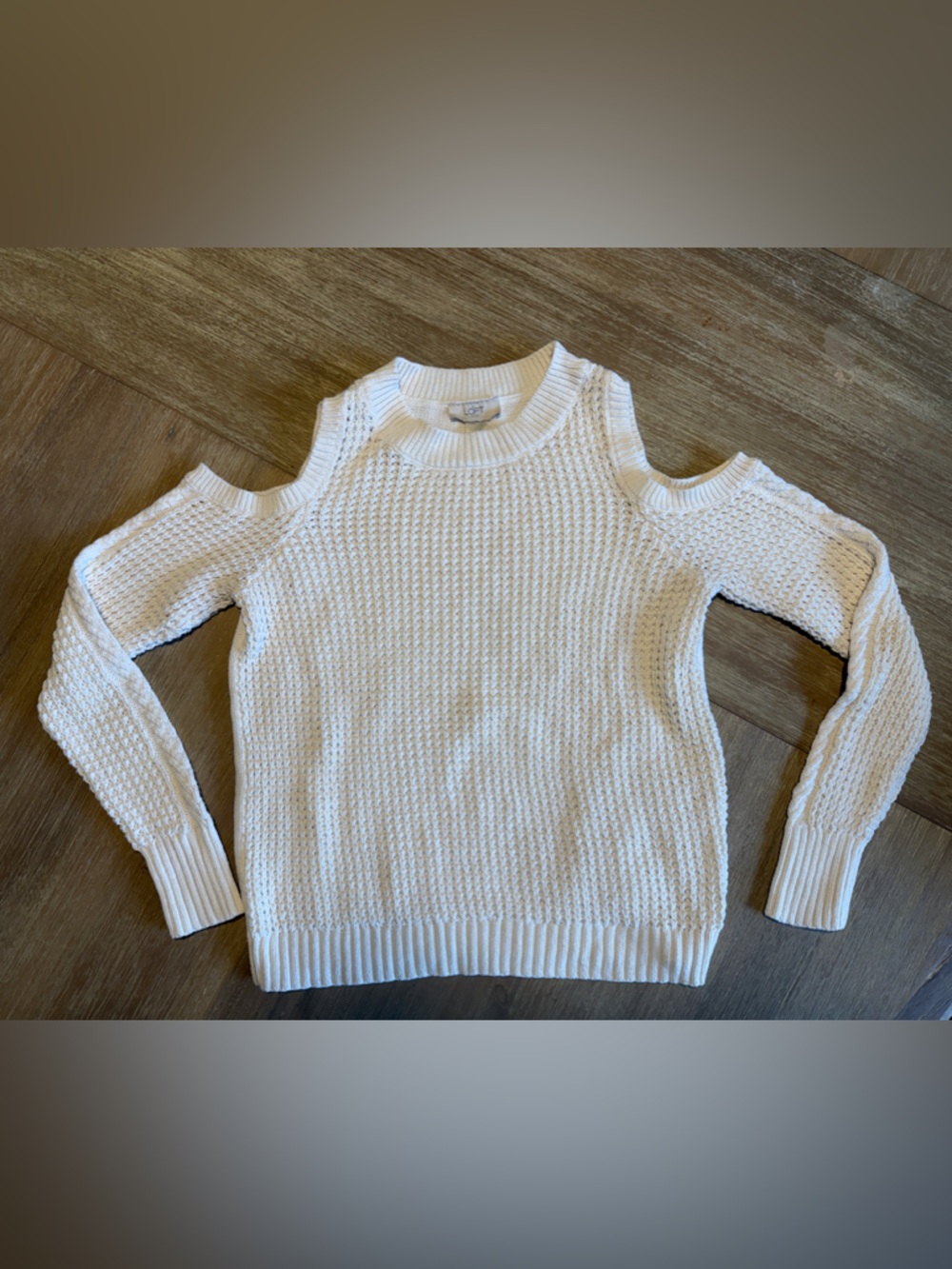 LOFT White Cold-Shoulder Knit Sweater